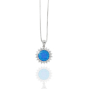 Collier 925/- Silber, rhodiniert, poliert, rek. Opal...