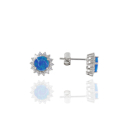 Ohrstecker 925/- Silber, rhodiniert, poliert, rek. Opal...