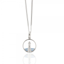 Collier, 925/- Silber, rhod., Zirkonia blau, Leuchtturm...