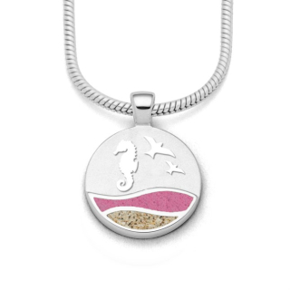 Anhänger Strandwellen "Timmendorf" 15 mm, Steinsand rosa/Strandsand - 925 Silber