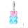 MY BÄR Acryl- Anhänger - pink / blau klar, Öse 925 Silber mit Zirkonia