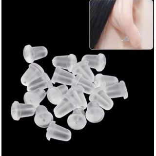 Clip ( 1 Paar ) Gummistoöpsel  matt weiß für Ohrstecker