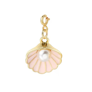 My Charm - Charm "Muschel" edelstahl vergoldet mit innen rosa und Süßwasserperle - Edelstahl