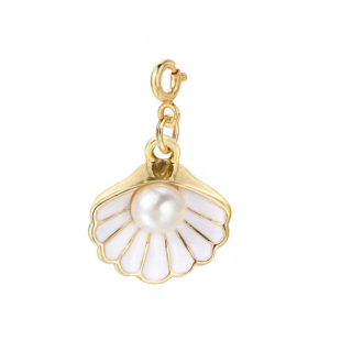 My Charm - Charm "Muschel" edelstahl vergoldet mit innen weiß und Süßwasserperle - Edelstahl