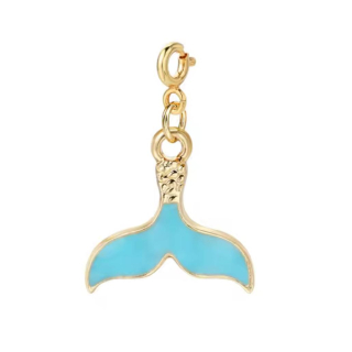 My Charm - Charm "Flossel" edelstahl vergoldet mit innen hellblau  - Edelstahl