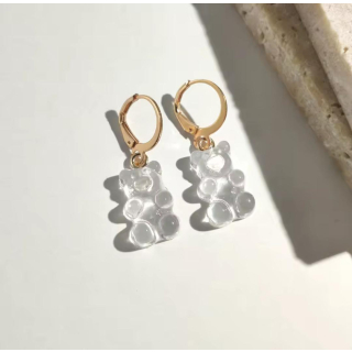 MY BÄR Acryl- Ohrhänger - weiß klar - Messing vergoldet