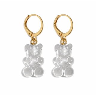 MY BÄR Acryl- Ohrhänger - weiß klar - Messing vergoldet