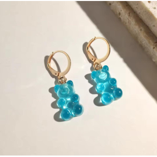 MY BÄR Acryl- Ohrhänger - hellblau klar - Messing vergoldet