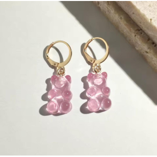 MY BÄR Acryl- Ohrhänger - rosa klar - Messing vergoldet