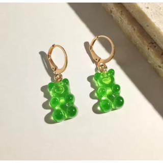 MY BÄR Acryl- Ohrhänger - grün klar - Messing vergoldet