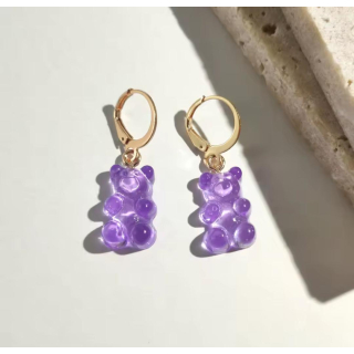 MY BÄR Acryl- Ohrhänger - lila klar - Messing vergoldet