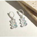 MY BÄR Acryl- Ohrhänger - weiß klar - Messing versilbert