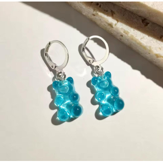 MY BÄR Acryl- Ohrhänger - hellblau klar - Messing versilbert