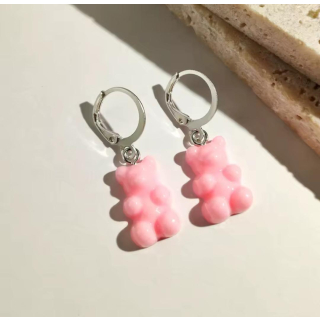 MY BÄR Acryl- Ohrhänger - rosa matt - Messing versilbert