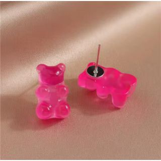MY BÄR Acryl- Ohrstecker - pink klar - Stecker Edelstahl