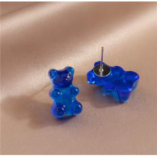 MY BÄR Acryl- Ohrstecker - dunkelblau klar - Stecker Edelstahl