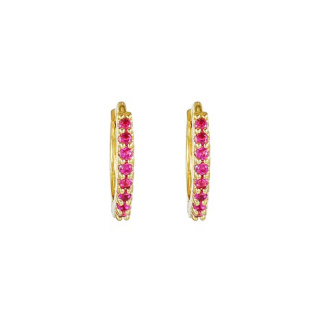 Creole MY EAR mit  pinken Zirkonia edelstahl vergoldet
