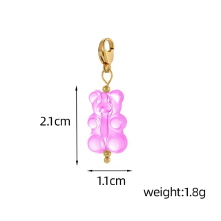 MY BÄR Acryl- Anhänger - pink klar, edelstahl mit Karabiner vergoldet