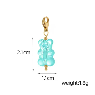 MY BÄR Acryl- Anhänger - hellblau klar, edelstahl mit Karabiner vergoldet