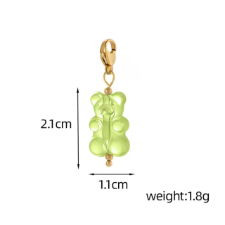 MY BÄR Acryl- Anhänger - hellgrün klar,  edelstahl mit Karabiner vergoldet