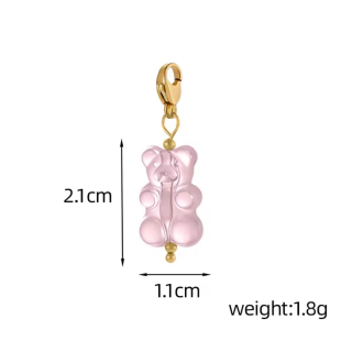 MY BÄR Acryl- Anhänger - lila klar,  edelstahl mit Karabiner vergoldet