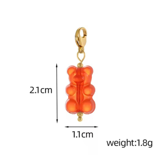 MY BÄR Acryl- Anhänger - orange klar,  edelstahl mit Karabiner vergoldet