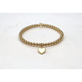 Armband Kugel silber vergoldet mit Herz-Anhänger  - 925 Silber vergoldet