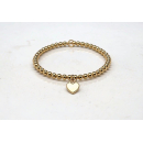 Armband Kugel silber vergoldet mit Herz-Anhänger  -...