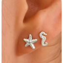 Ohrstecker MY EAR Seestern und Seepferdchen silber - Zink...