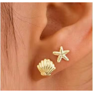 Ohrstecker MY EAR Muschel und Muschel vergoldet - Zink vergoldet
