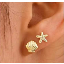 Ohrstecker MY EAR Muschel und Muschel vergoldet - Zink...