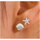 Ohrstecker MY EAR Muschel und Muschel silber - Zink...