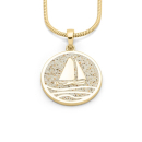 Anhänger "Ahoi" 20 mm Strandsand vergoldet