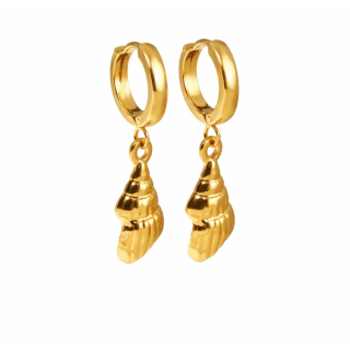 Ohrhänger MY EAR mit Muschel ( Schnecke ) edelstahl 18 K vergoldet