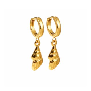 Ohrhänger MY EAR mit Muschel ( Schnecke ) edelstahl 18 K vergoldet