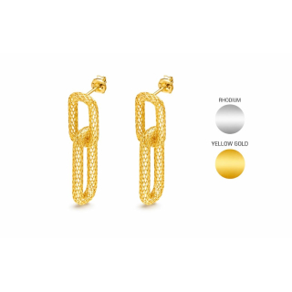 Sea Jewel Basket Ohrring "2 Ringe länglich" - 925 Silber vergoldet ( 11G )