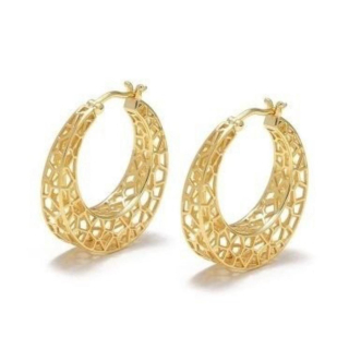 Basket Ohrring "Moon kantigl" - 925 Silber vergoldet