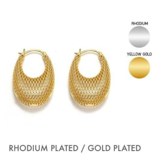 Sea Jewel Basket Ohrring "Tasche rund dick" - 925 Silber vergoldet ( 40G )