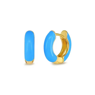 Ohrring MY EAR Creole vergoldet mit hellblau - Edelstahl 18 K vergoldet