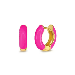 Ohrring MY EAR Creole vergoldet mit pink - Edelstahl 18 K vergoldet