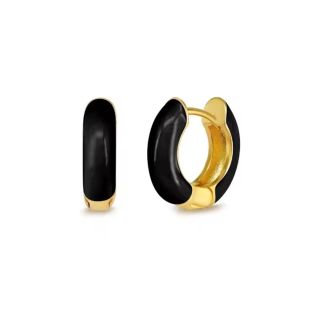 Ohrring MY EAR Creole vergoldet mit schwarz - Edelstahl 18 K vergoldet