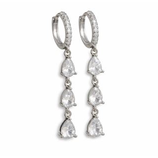 Ohrhänger MY EAR mit 3 weißen Zirkonia länglich edelstahl versilbert