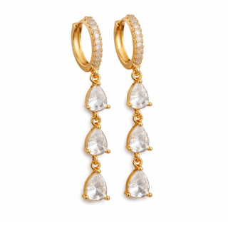 Ohrhänger MY EAR mit 3 weißen Zirkonia länglich edelstahl vergoldet