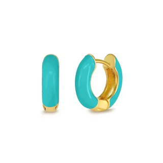 Ohrring MY EAR Creole vergoldet mit türkis - Edelstahl 18 K vergoldet