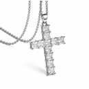 Kette mit Kreuz silber mit weißen Zirkonia -...