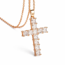 Kette mit Kreuz vergoldetr mit weißen Zirkonia -...