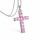 Kette mit Kreuz silber mit pinken Zirkonia - Edelstahl versilbert
