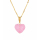 Kette mit 1 Herz rosa  vergoldetr - Edelstahl 14 K vergoldet