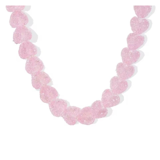 Kette mit vielen Herzen rosa -  Edelstahl vergoldet