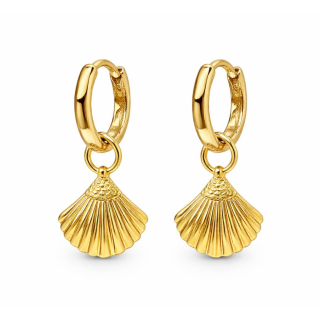 Ohrhänger Creole mit Herzmuschel vergoldet - 925 Silber 14 K vergoldet